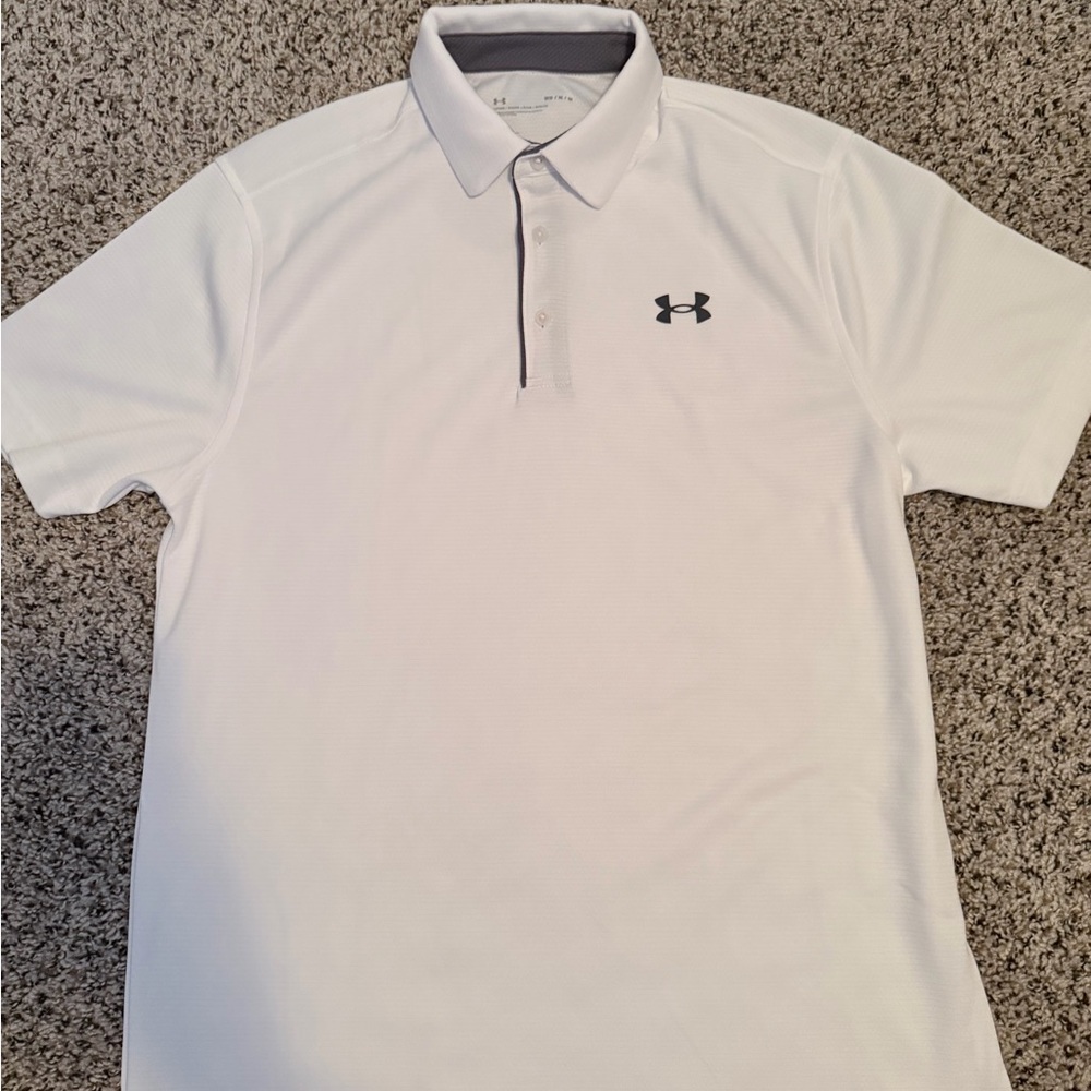 Under Armour White Polo with Black Logo